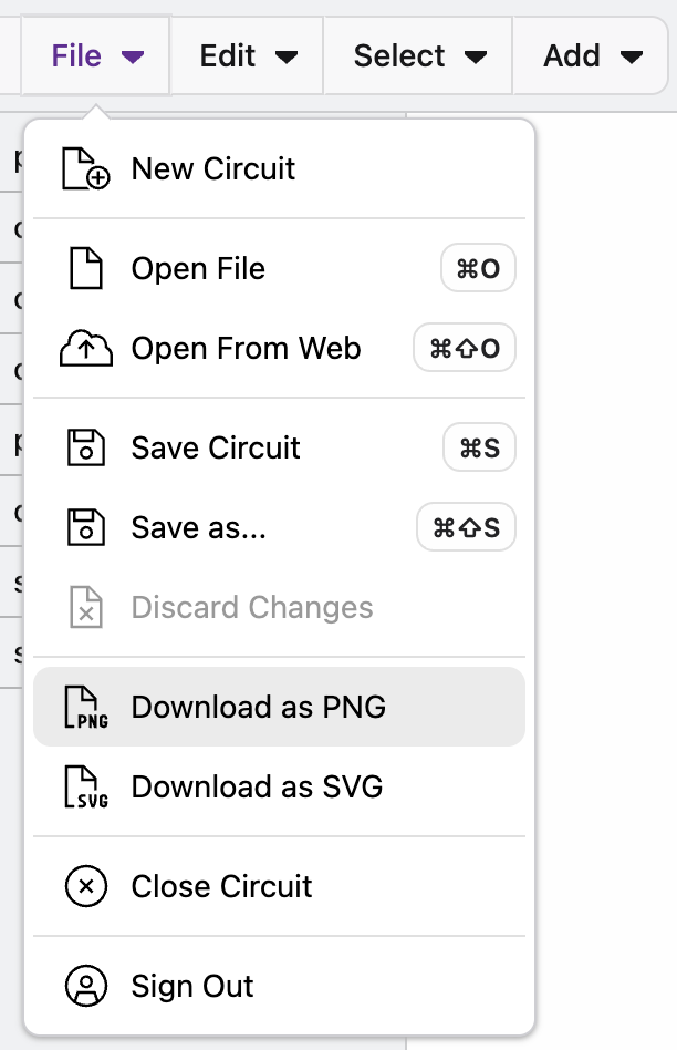 Circuit Menu