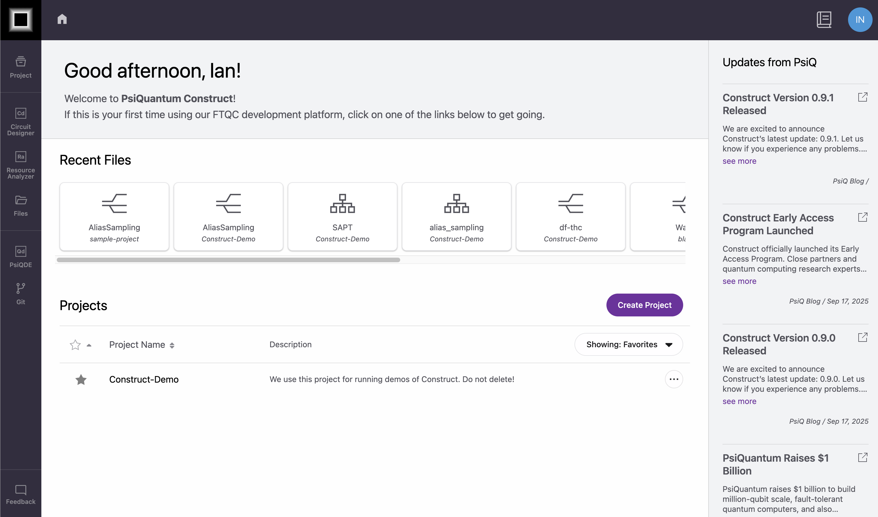 Construct dashboard