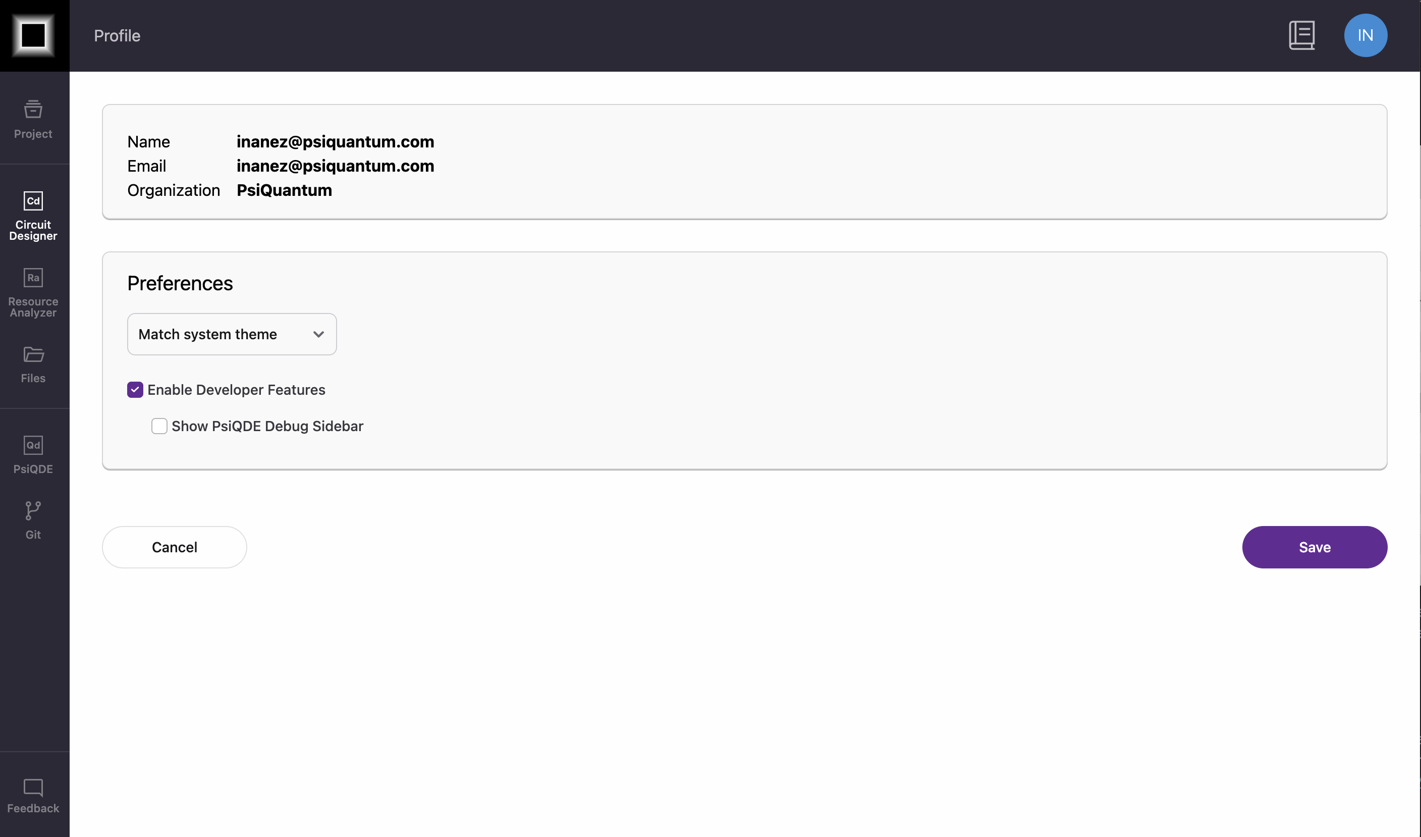 Edit Profile page